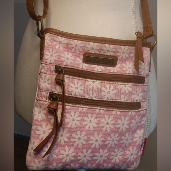 Unionbay Crossbody Purse Fabric Pink Flowers Small - Picture 2 of 7